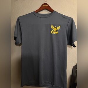 DISCONTINUED USN U.S. NAVY RECRUIT DEP ENLISTED SHIRT BLUE med jersey